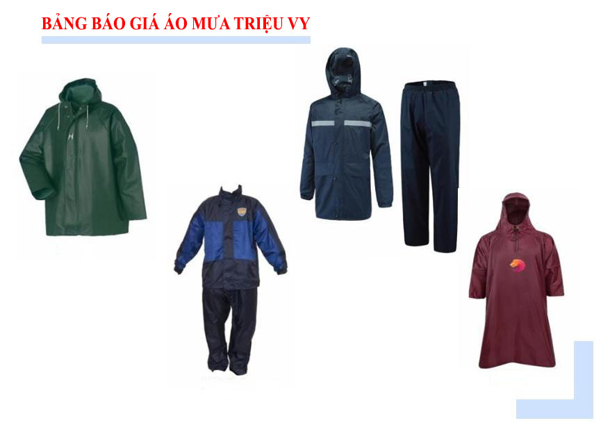 bảng báo giá áo mưa triệu vy